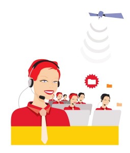 cartoon people in call centre